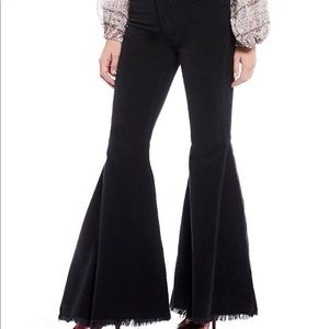 Free People Just Float Frayed Hem Flare Jeans